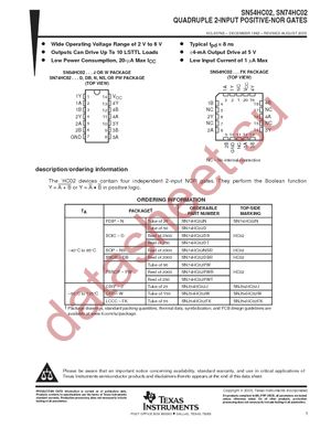 SN74HC02PWTE4 datasheet  